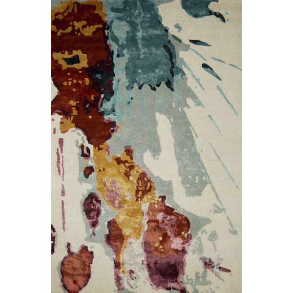 Mr.MJs Splash Abstract Area Rug in Red/Beige/Blue Perigold